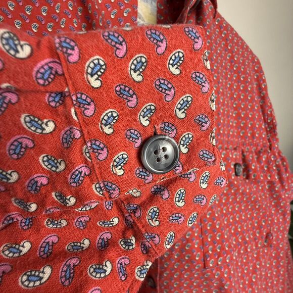 Vintage 80s 90s Red Paisley Print Button Up | Western Cowboy Shirt - Picture 6 of 12